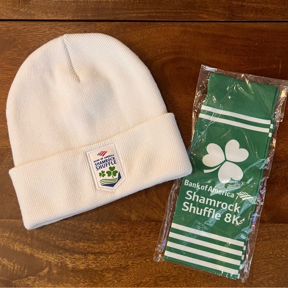 Shamrock Shuffle beanie hat and socks